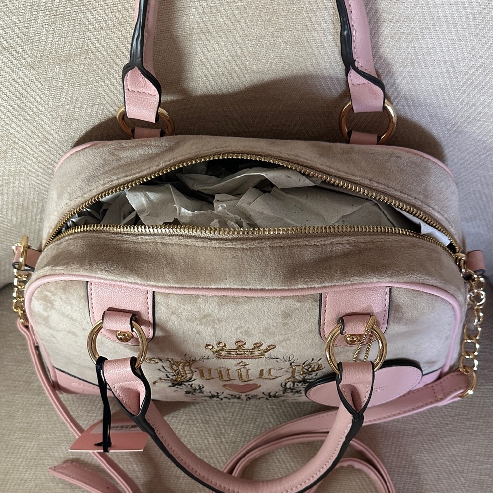 Juicy Couture Pink and Tan Satchel with Embroidery - Picture 5 of 12